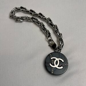 CHANEL Black and Silver Chain Bracelet